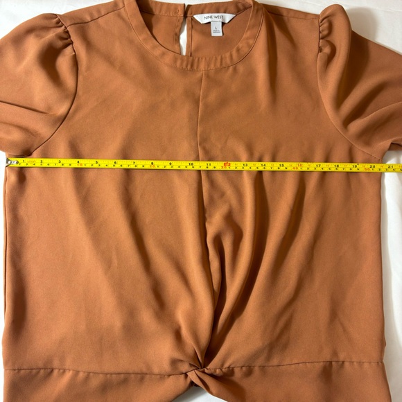 Nine West Top Twist Front Long Sleeve Dressy Comfort Blouse Rust Size Large - Picture 14 of 14